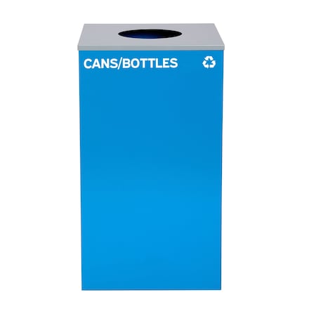 Alpine Industries Square Recycling Bin, 29 Gallons, Blue Can, Circle Opening Lid, for Cans/Bottles ALP4450-KIT-BLU-C-CB
